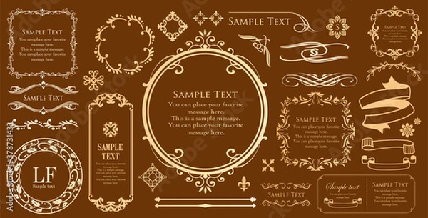 Fototapeta 高級感のあるフレームデザイン、カリグラフィー素材、ラグジュアリー、テンプレート、【コピースペース】