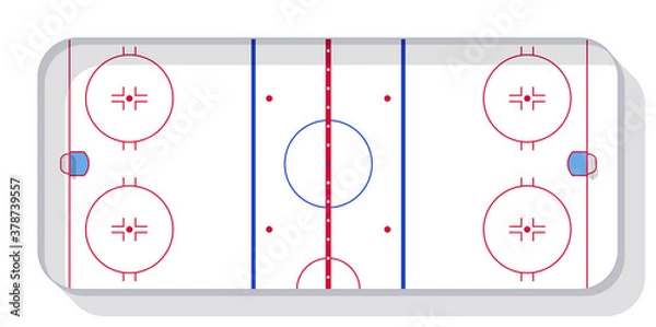 Fototapeta Ice Hockey rink with goals. Top view.