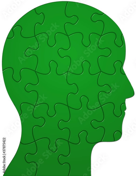 Obraz Profile of a head showing jigsaw/puzzle pieces