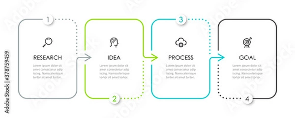 Fototapeta Vector Infographic thin line design with icons and 4 options or steps. Infographics for business concept. Can be used for presentations banner, workflow layout, process diagram, flow chart, info graph