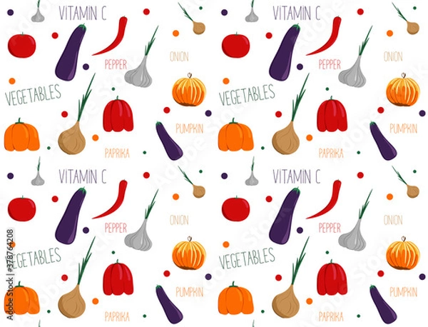 Fototapeta Vegetables season pattern for menu or textiles 