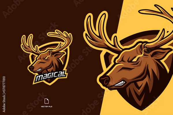 Fototapeta logo kreskówka maskotka jelenia dla zespołu gry esport