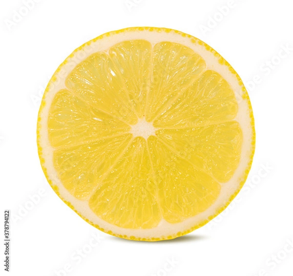 Fototapeta Fresh lemon slices isolated on white background with clipping path