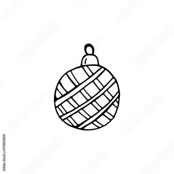 Fototapeta Doodle Christmas tree toys. Hand-drawn illustration. Vector image for web, cards, congratulations, posters, textiles, backgrounds.