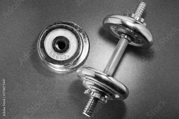 Obraz dumbbells in black and white, background