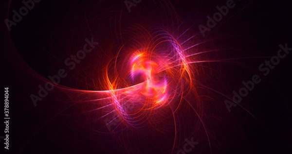 Fototapeta 3D rendering abstract multicolor fractal light background
