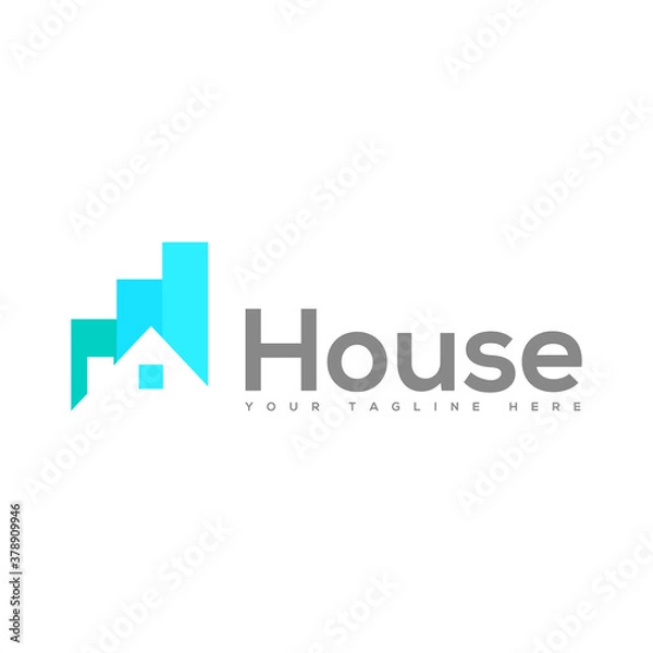 Obraz modern blue house logo vector