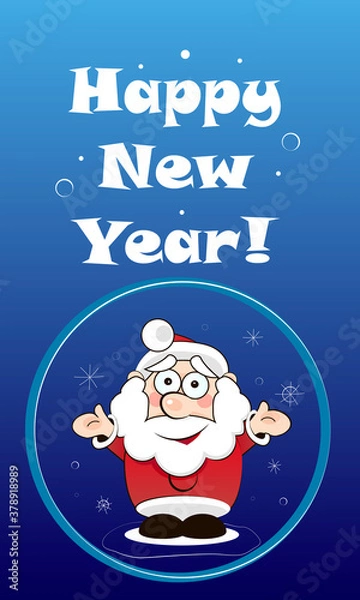 Fototapeta Vector blank for a New Year's card; santa claus wishes a happy new year, happy winter holidays, template for creativity, print.