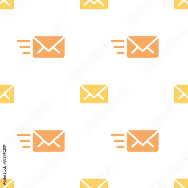 Obraz Email sending message seamless orange on white pattern background mail document message correspondence