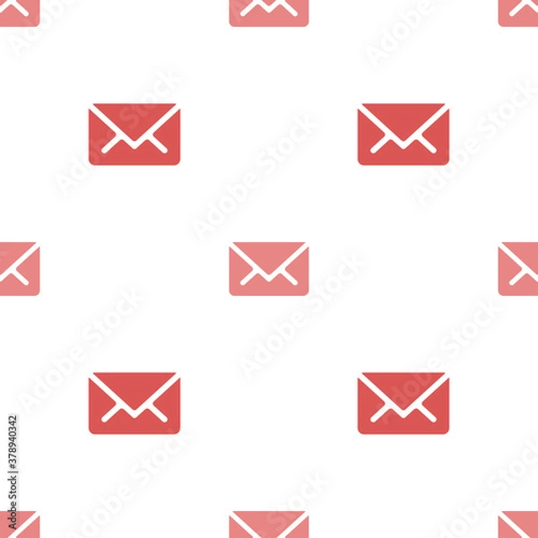 Obraz Email message seamless red on white pattern background mail document message correspondence