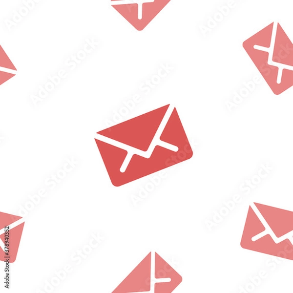 Obraz Email message seamless red pattern on white background mail document letter correspondence
