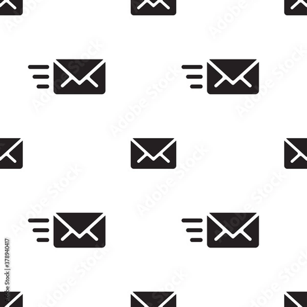 Obraz Email sending message seamless black on white pattern background mail document message correspondence