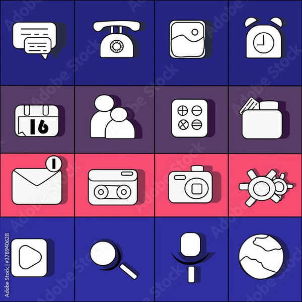 Obraz set of web icons for the interface made on a colored background