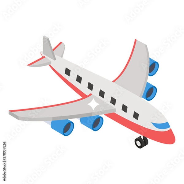 Fototapeta 
Isometric vector of aeroplane, vehicle that transports cargo or passengers through the air, 
