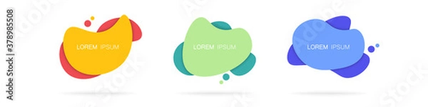 Fototapeta Abstract gradient graphic elements in modern style. Banners with flowing liquid shapes, amoeba forms. Logo, flyer, presentation, invitation, card template. Vector illustration.