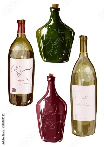 Fototapeta Set of different size wine bottles