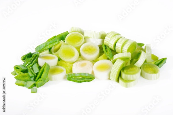 Obraz Fresh leek on white background