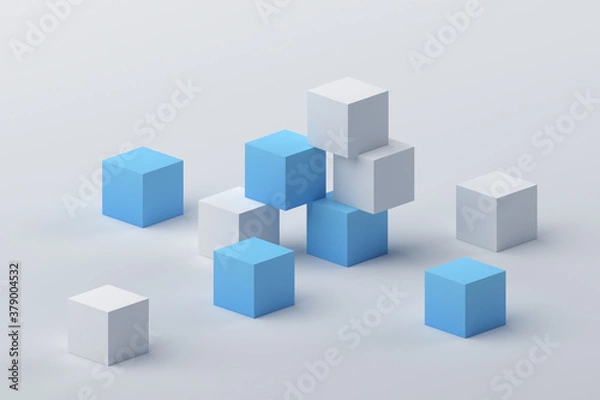 Obraz Abstract 3d render, geometric composition, modern background design with cubes