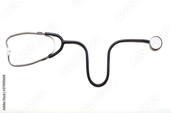 Obraz Stethoscop on a white background. Top view.