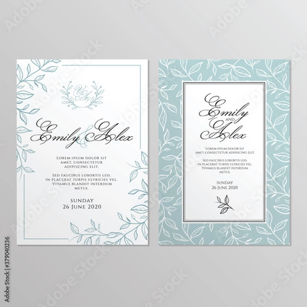 Obraz Wedding invitation card with floral ornament. Botanical gold ornament. Vector illustration.