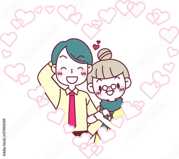 Fototapeta 腕を組んで仲良さそうな年の差カップル