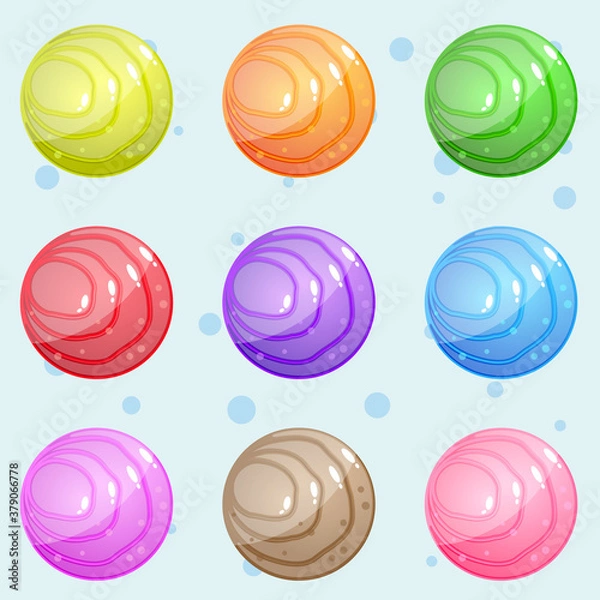 Obraz Circular stone with a wave pattern that is bright and shiny for puzzle game. Vector illustration.