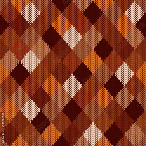 Fototapeta Seamless geometric knitted pattern with rhombuses