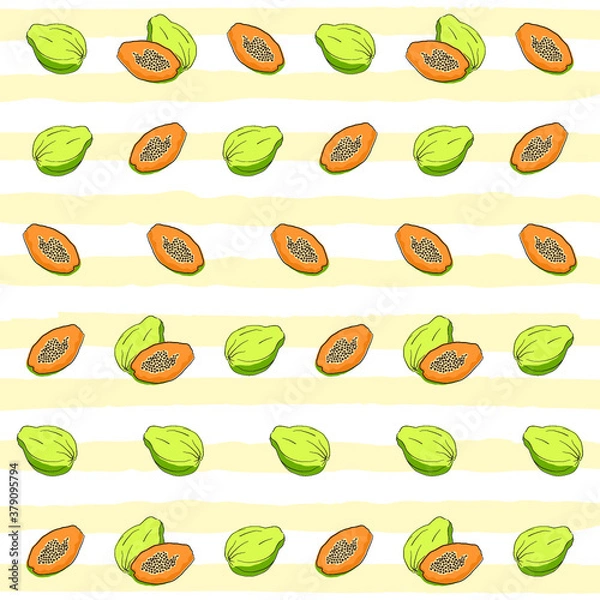 Obraz Fruit vector illustration background with papaya fruit