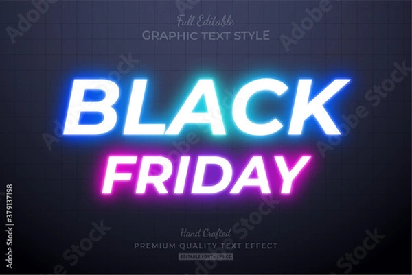 Fototapeta Neon Black Friday Editable Text Style Effect Premium