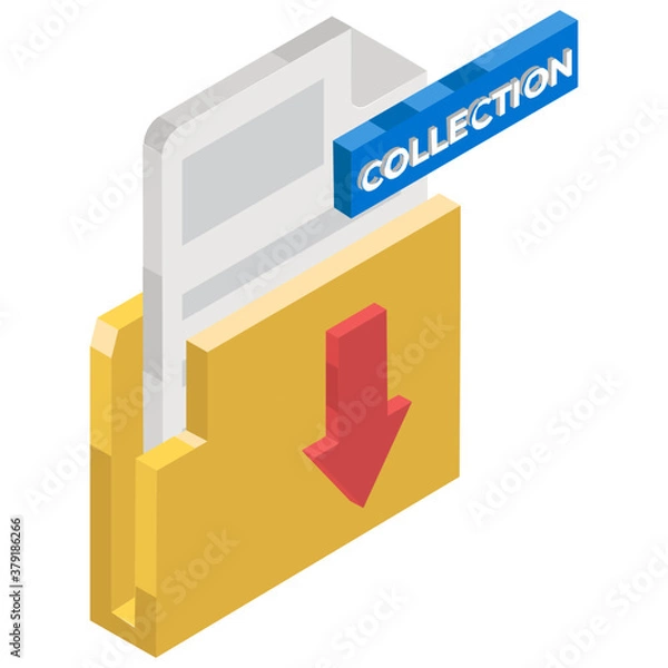 Obraz 
Folder with downward arrow, data collection in isometric vector 
