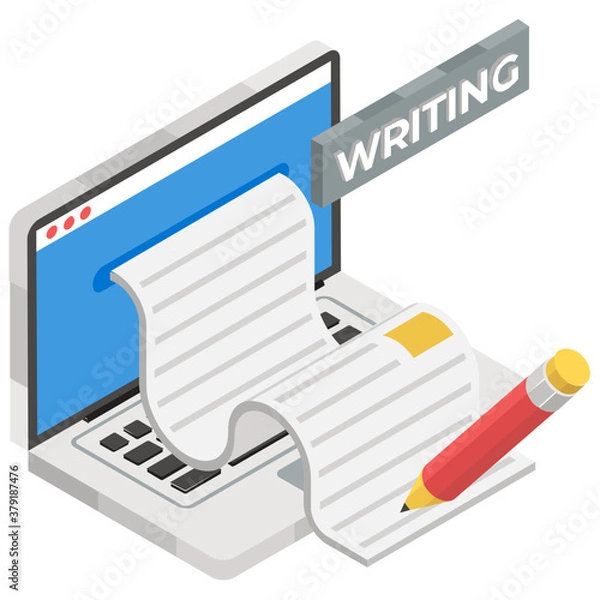 Fototapeta 
Folded paper with ballpoint depicting concept of content writing icon
