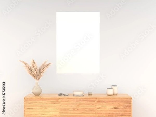 Fototapeta Blank canvas on the wall, 3D render