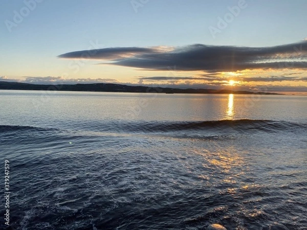 Fototapeta sunset over the river