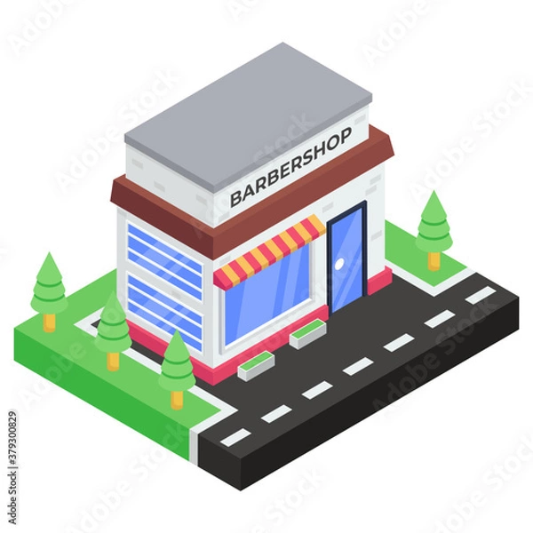 Obraz 
A commercial building, barbershop in isometric style 

