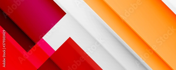 Fototapeta Geometric abstract backgrounds with shadow lines, modern forms, rectangles, squares and fluid gradients. Bright colorful stripes cool backdrops
