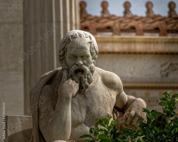 Fototapeta Socrates in deep thoughts staue, the ancient Greek philosopher, Athens Greece