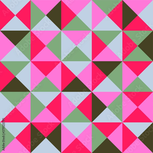 Fototapeta Geometric abstract hipster seamless pattern in pink color scheme template. Vector illustration for games, background, pattern, decor. Print for fabrics and other surfaces.