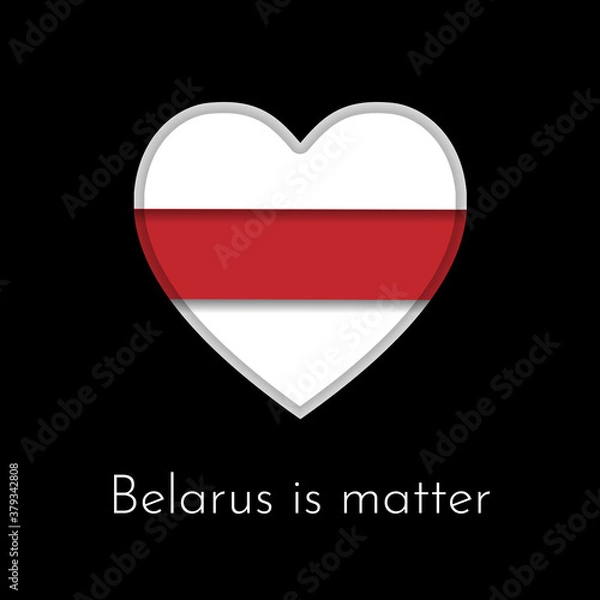 Obraz Social media banner with Belarusian white and red heart. Vector illustration for banners, posters, greeting cards. Heart sign on the black background