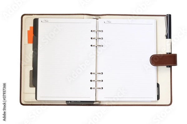 Fototapeta Leather organizer on white background, with paths