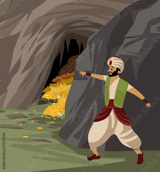 Fototapeta ali baba and the hidden treasure inside a cave tale