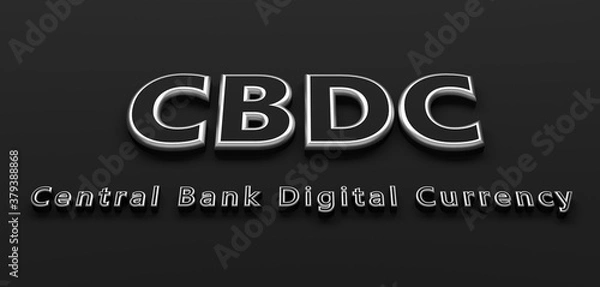 Fototapeta symbol of central bank digital currency CBDC - 3D Illustration