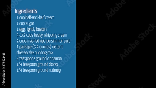 Fototapeta Ingredient Title