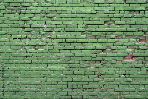 Fototapeta old green brick wall