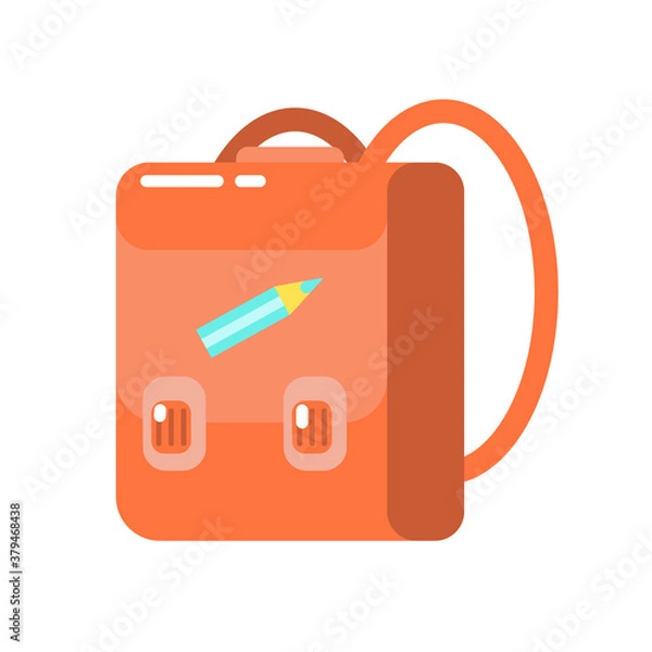 Obraz School bag in flat style isolated on a white background. Back to school theme. Vector illustration.