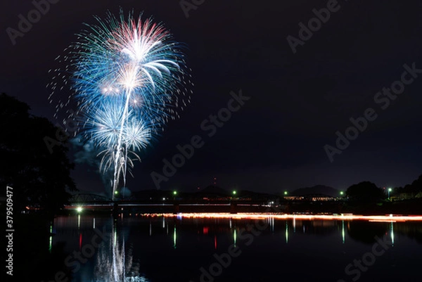 Fototapeta あやべ水無月まつり　灯篭流し　花火大会
