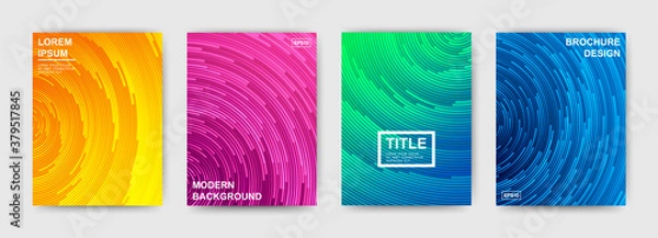 Obraz Set of modern bright templates with rotating effect. Vector trendy design brochure, flyer, poster, postcard and booklet