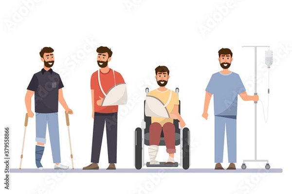 Fototapeta set of sick man in different character