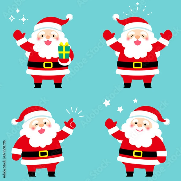 Obraz サンタクロース　可愛いベクターイラストセット