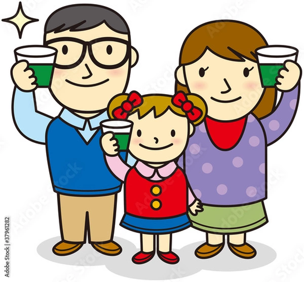 Obraz 青汁を飲む家族