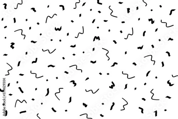 Fototapeta Abstract memphis pattern design vector, simple seamless background. Black drawn elements minimalist ornament, simple doodle style geometric cover, poster, banner or wallpaper